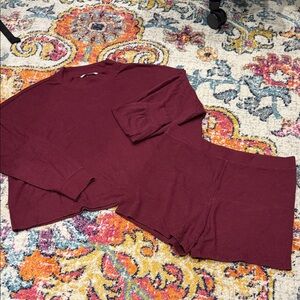 Victoria's Secret Deep Red Waffle Knit Lounge Set